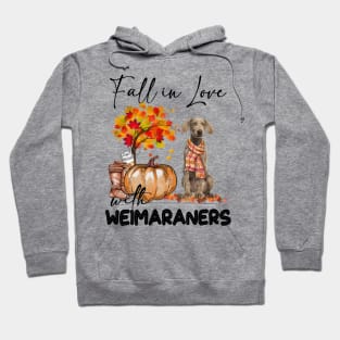 Fall In Love With Weimaraners Fall Pumpkin Thanksgiving Hoodie